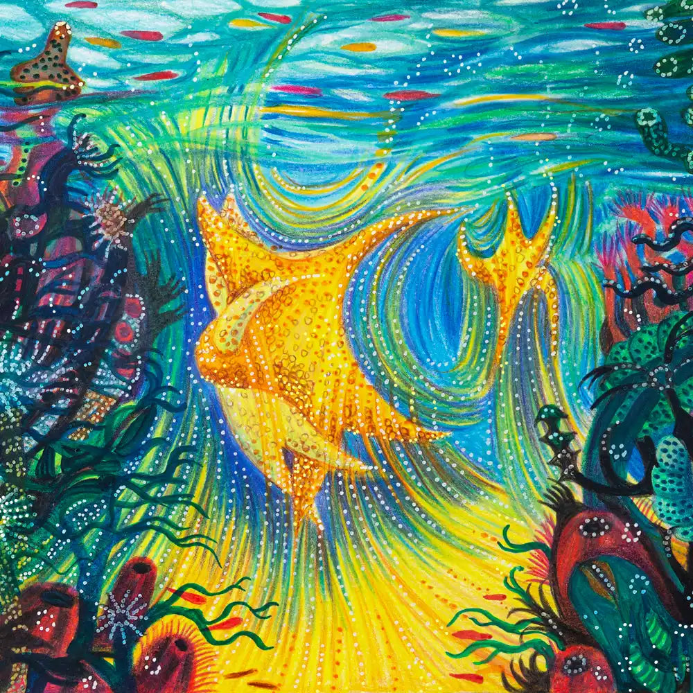 Vibrant yellow fish in underwater scene.
